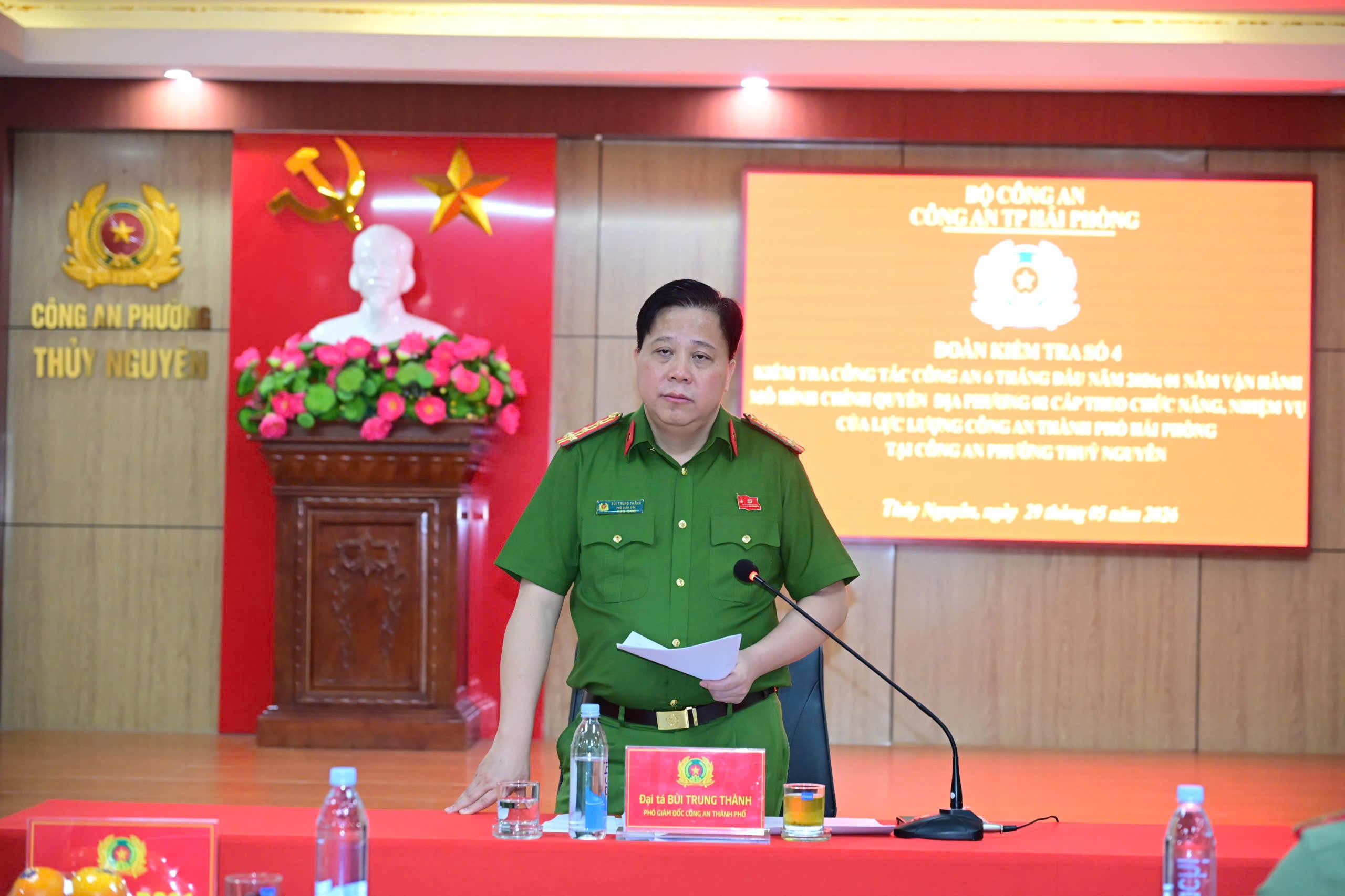 Đoàn kiểm tra số 4 CATP: Kiểm tra công tác Công an 6 tháng đầu năm 2026 và 01 năm vận hành mô hình chính quyền địa phương 02 cấp tại Công an Thuỷ Nguyên